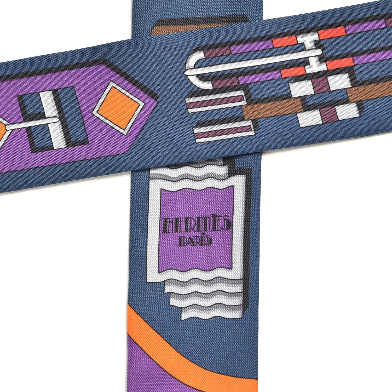 Hermes Silk Carre En Boucles Twilly Marine Violet Brun 4 of 5