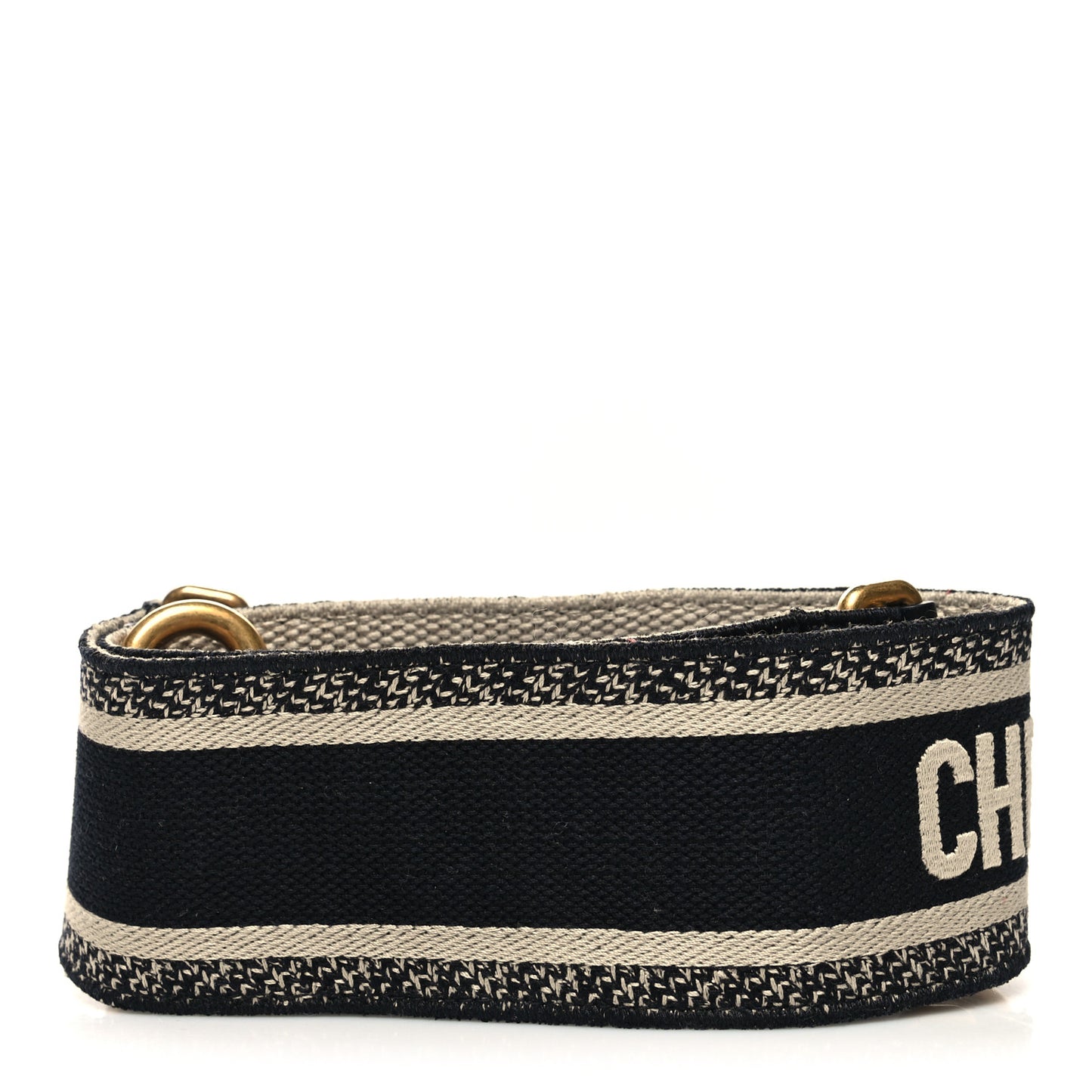 Canvas Embroidered Shoulder Strap Black