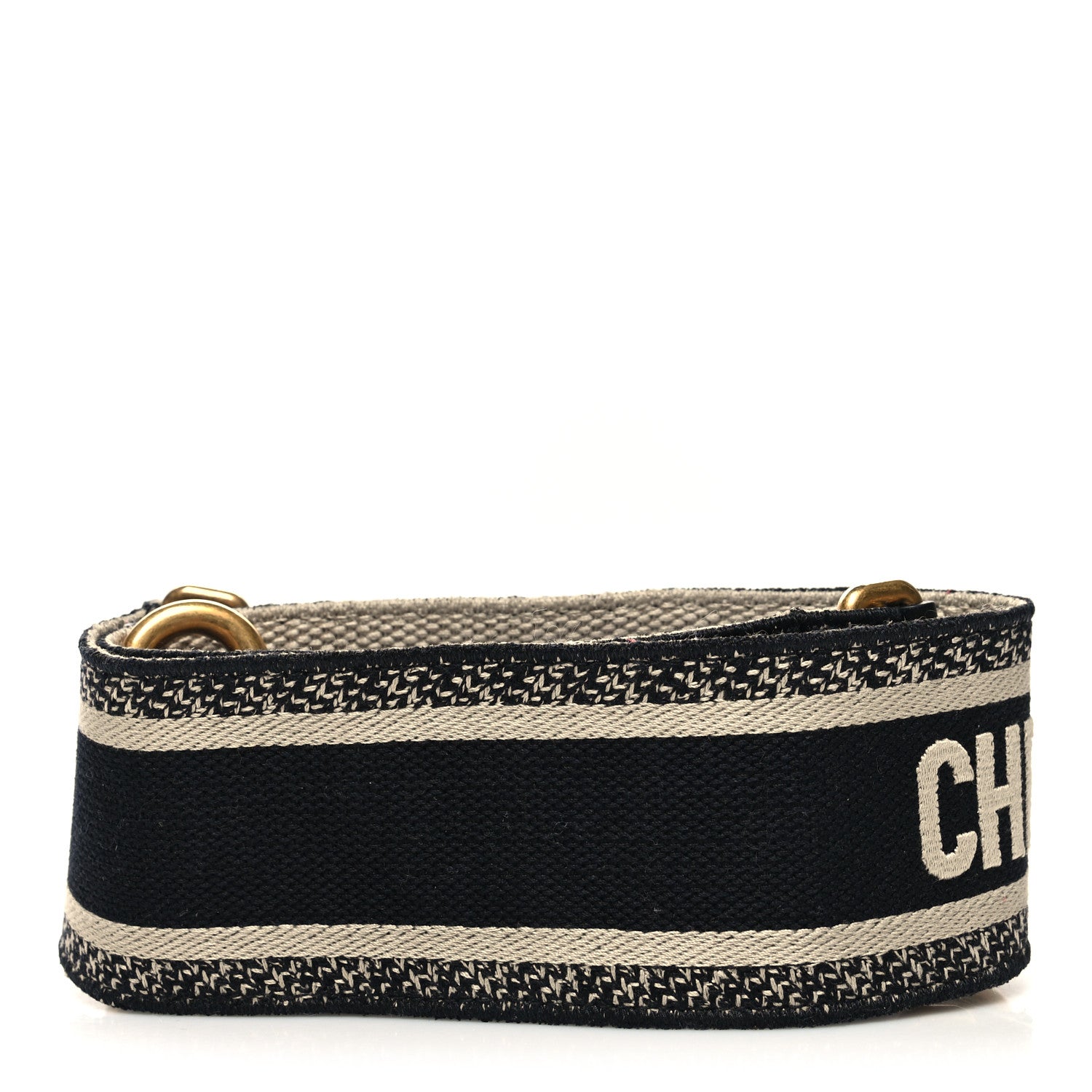Christian Dior Canvas Embroidered Shoulder Strap Black 2 of 4