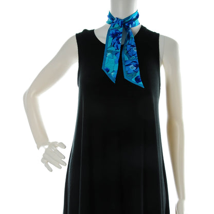Hermes Silk Fleurs de Lotus Twilly Canard Bleu Dur Turquoise 2 of 5