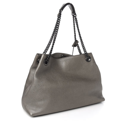 Gucci Metallic Pebbled Calfskin Medium Soho Chain Shoulder Bag Sasso 2 of 10