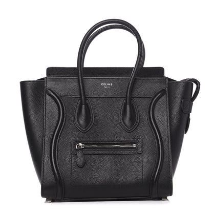 Celine Drummed Calfskin Micro Luggage Black 1 of 10