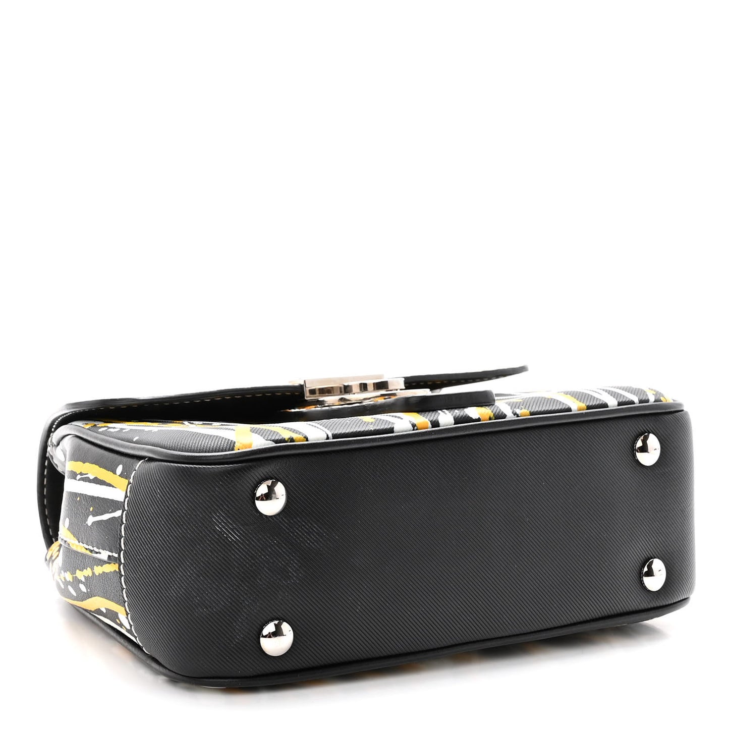 Trench Calfskin Splash Print Small DK88 Top Handle Bag Black