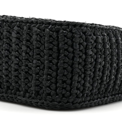 Prada Yarn Raffia Effect Crochet Re-Edition 2005 Shoulder Bag Black 8 of 10