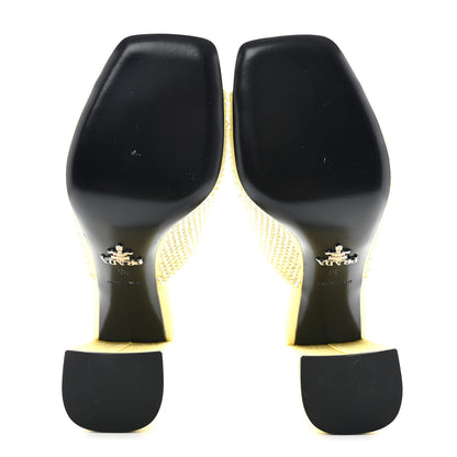 Prada Satin Crystal Logo 90mm Slide Sandals 36 Ananas 5 of 8