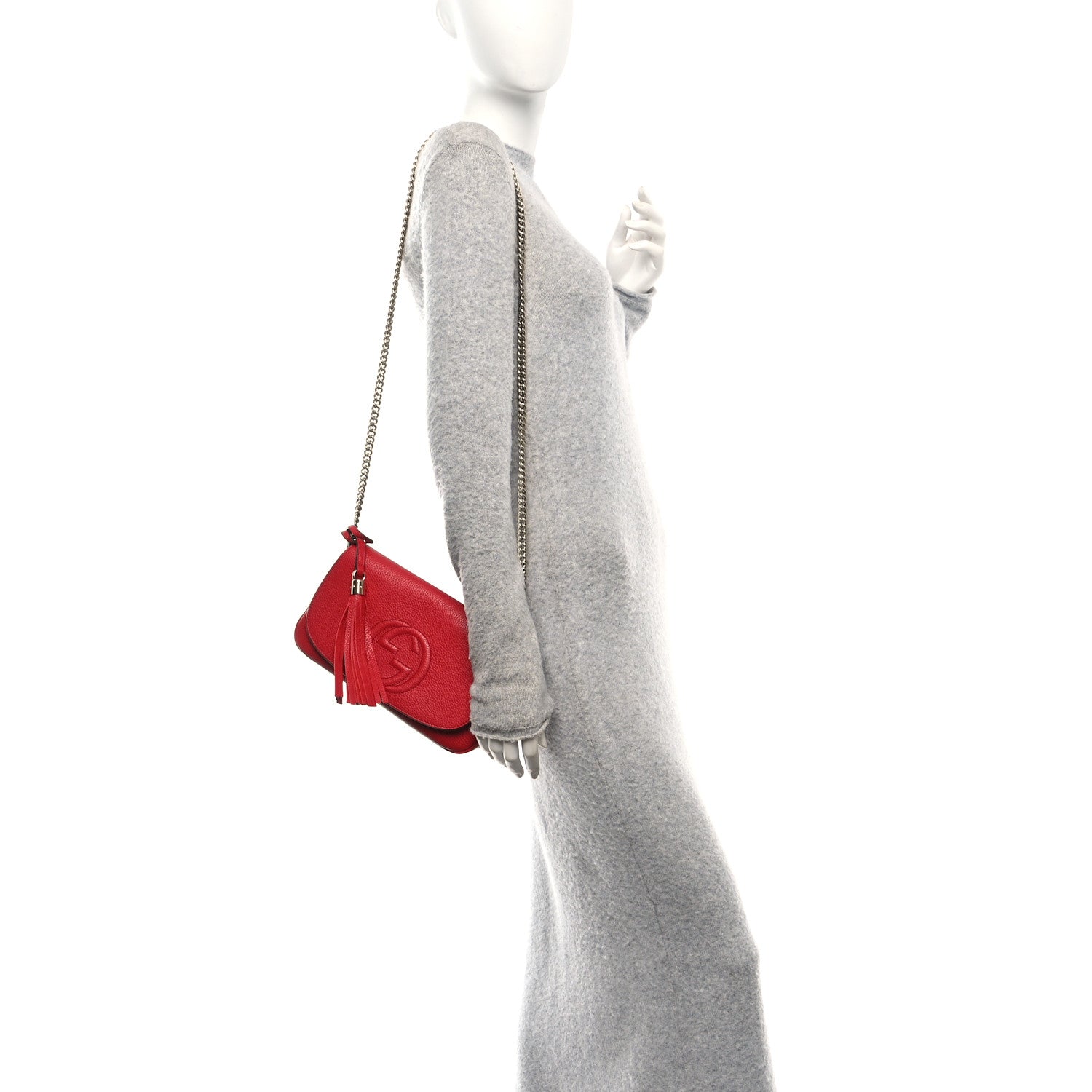 Gucci Pebbled Calfskin Medium Soho Flap Crossbody Vibrant Red 2 of 13