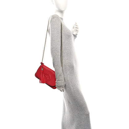 Gucci Pebbled Calfskin Medium Soho Flap Crossbody Vibrant Red 2 of 13