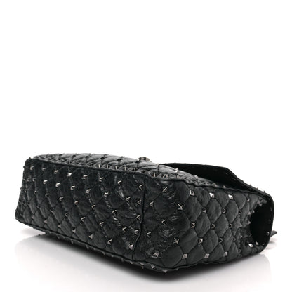 Valentino Garavani Craquele Nappa Large Rockstud Spike Shoulder Bag Black 6 of 6