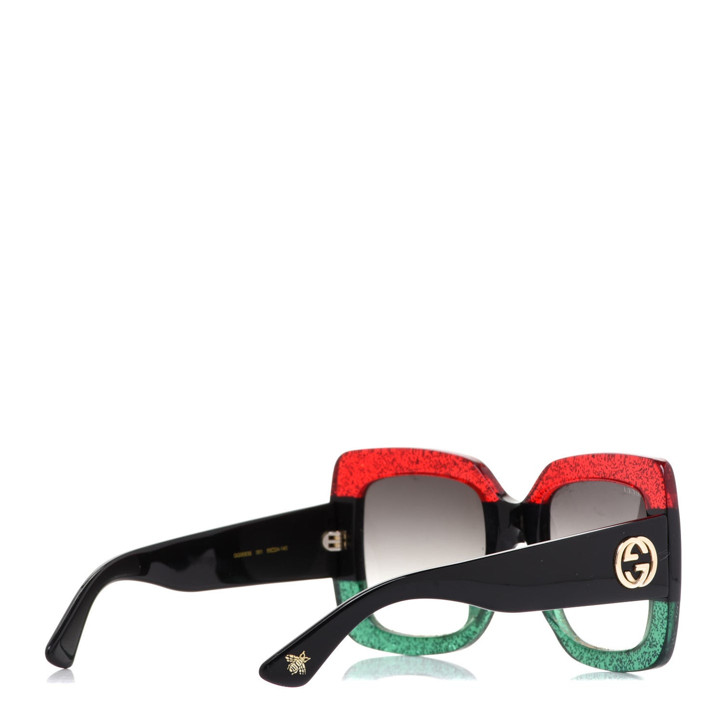 Acetate Square Frame Sunglasses GG0083S Glitter Red Black Green