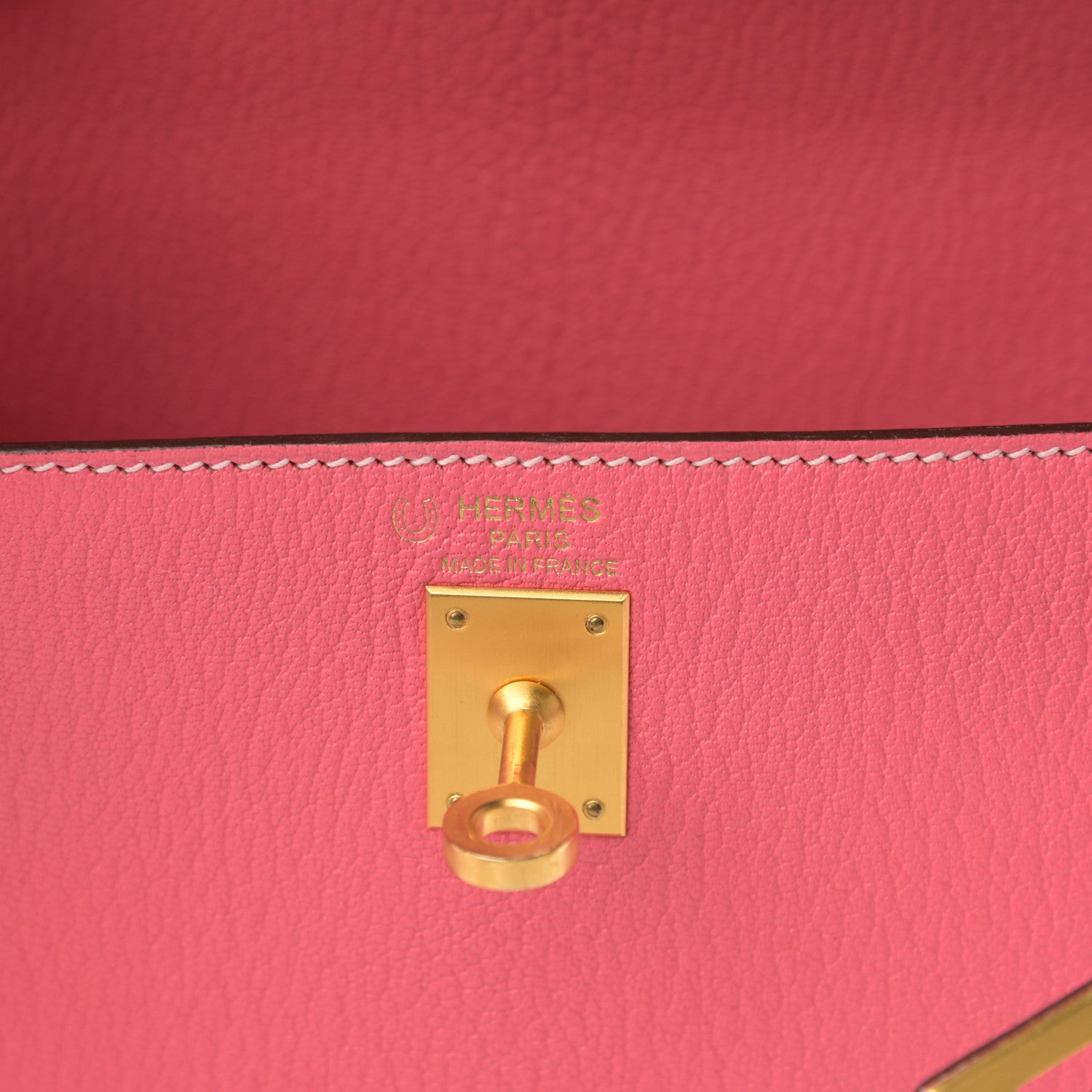 close up product image of hermes brushed gold hardware on Birkin FASHIONPHILE