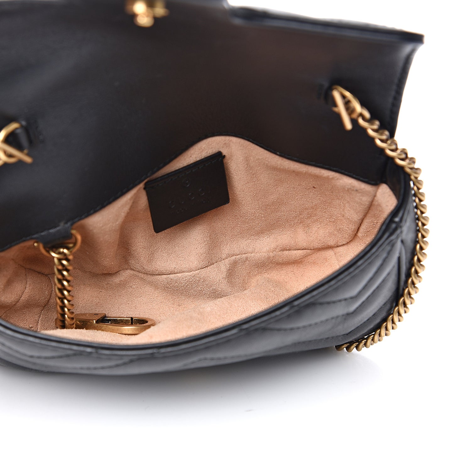 Calfskin Matelasse Super Mini GG Marmont Shoulder Bag Black