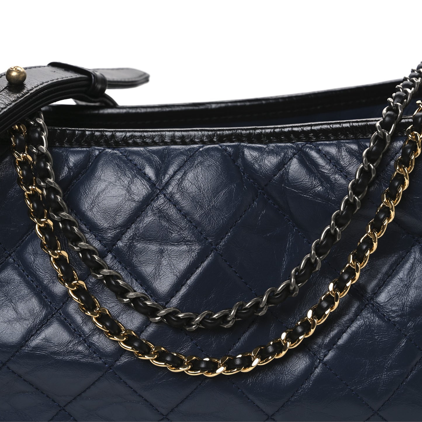 Aged Calfskin Quilted Medium Gabrielle Hobo Navy Black