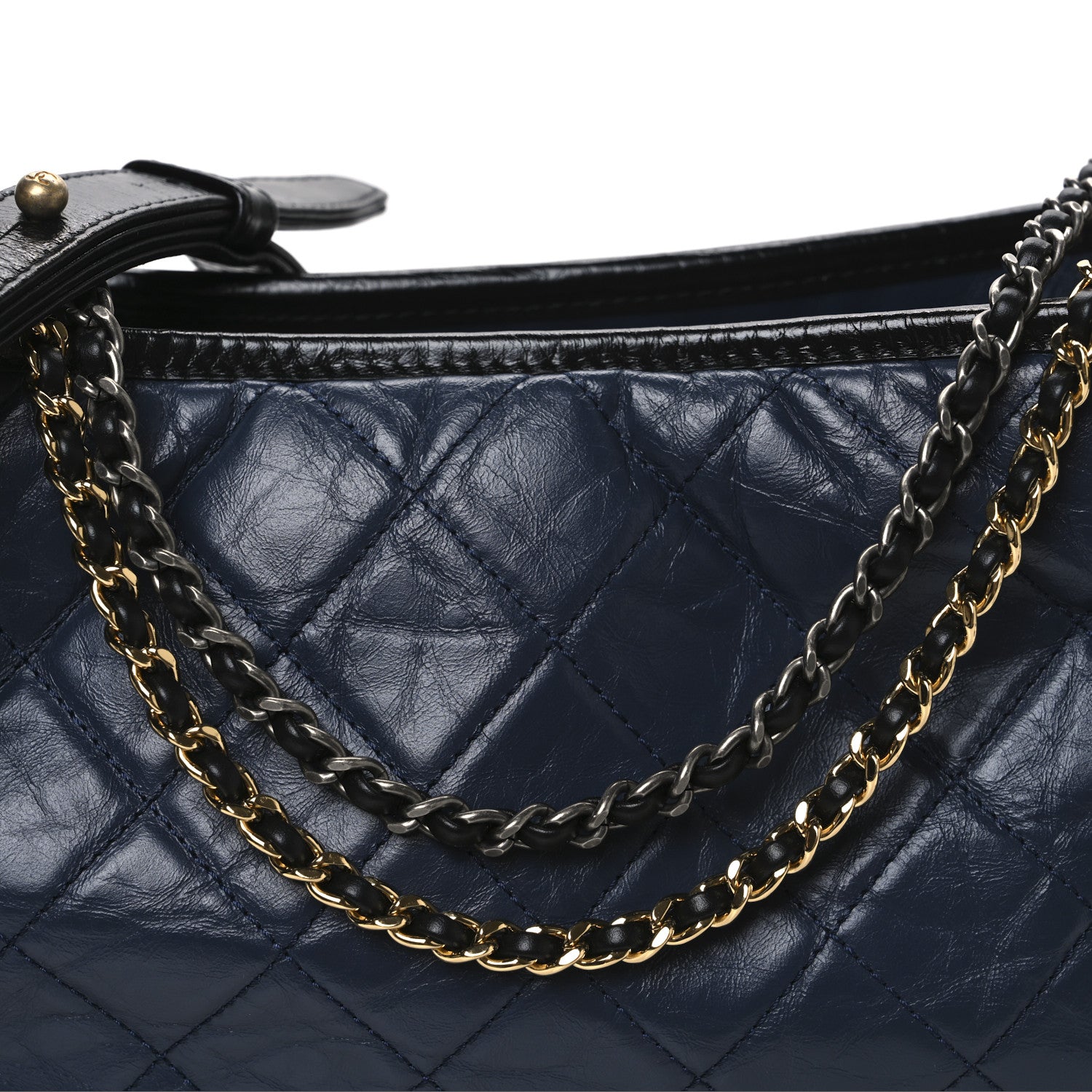 Chanel Aged Calfskin Quilted Medium Gabrielle Hobo Navy Black 8 of 10