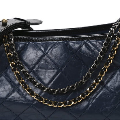 Chanel Aged Calfskin Quilted Medium Gabrielle Hobo Navy Black 8 of 10