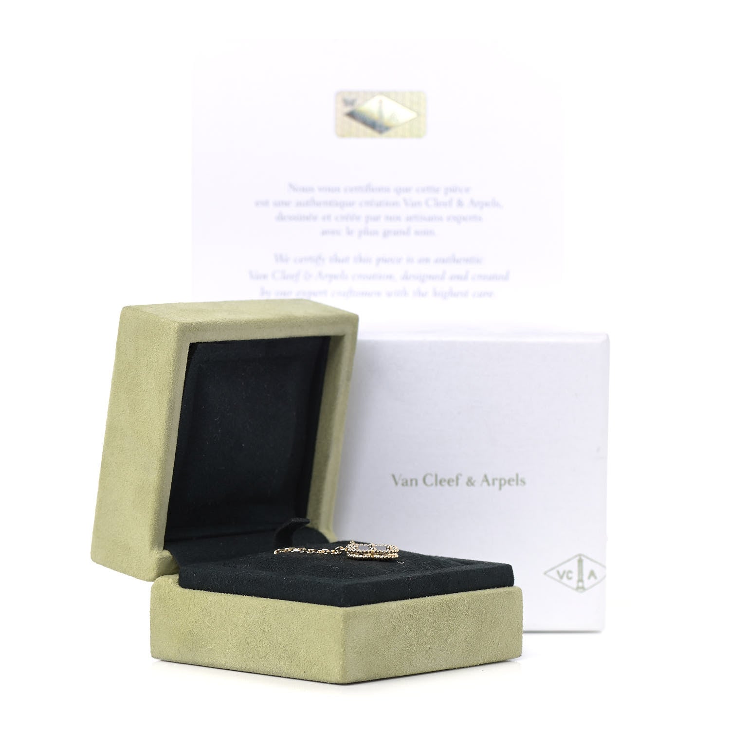 Van Cleef & Arpels 18K Yellow Gold Black Onyx Vintage Alhambra Pendant Necklace 6 of 6