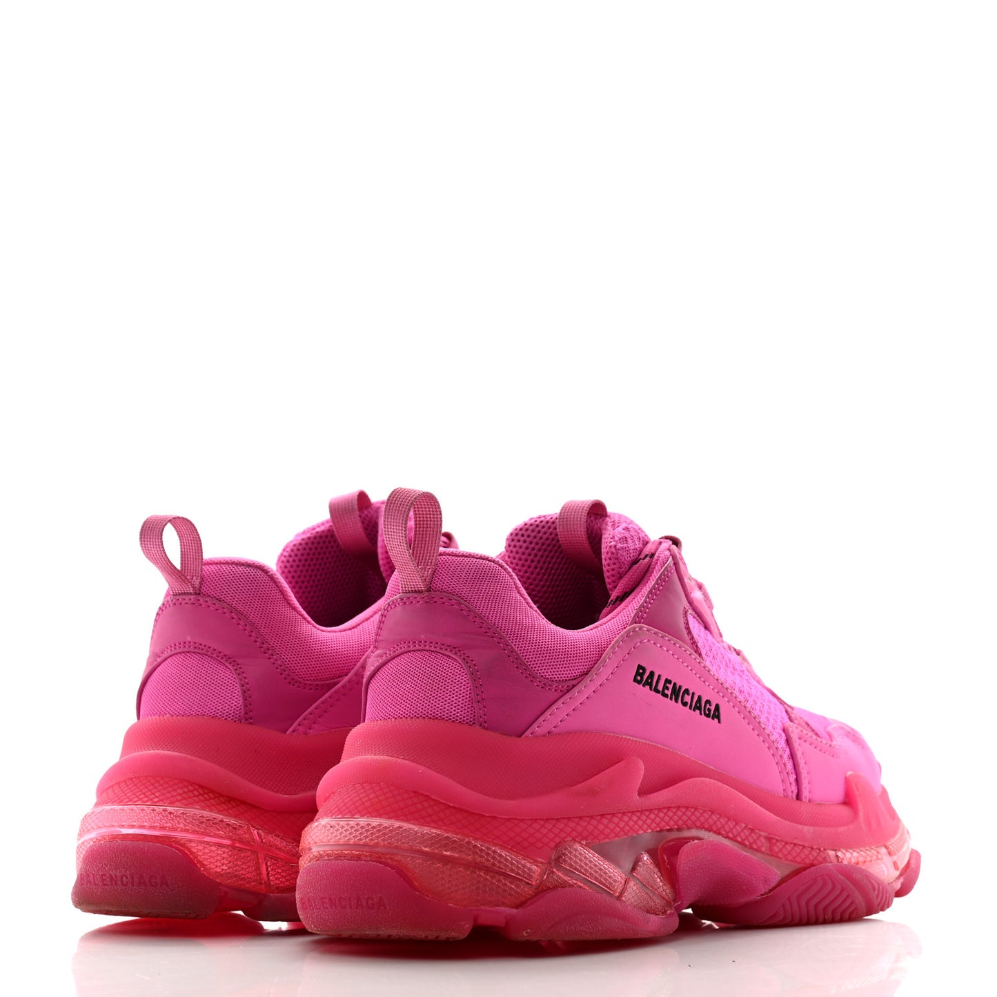 Fabric Mesh Clear Sole Fluo Womens Triple S Sneakers 39 Pink