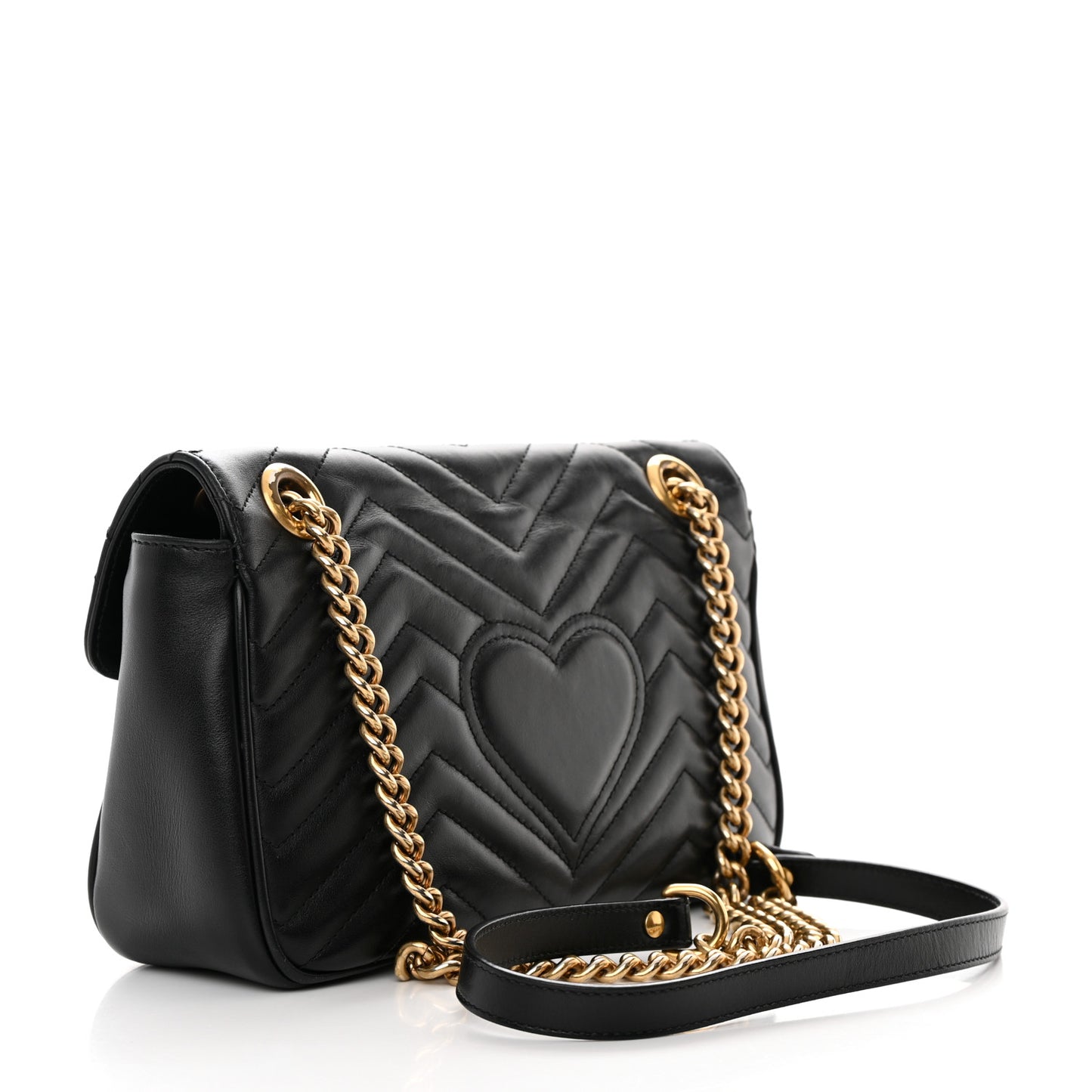 Calfskin Matelasse Small GG Marmont Shoulder Bag Black