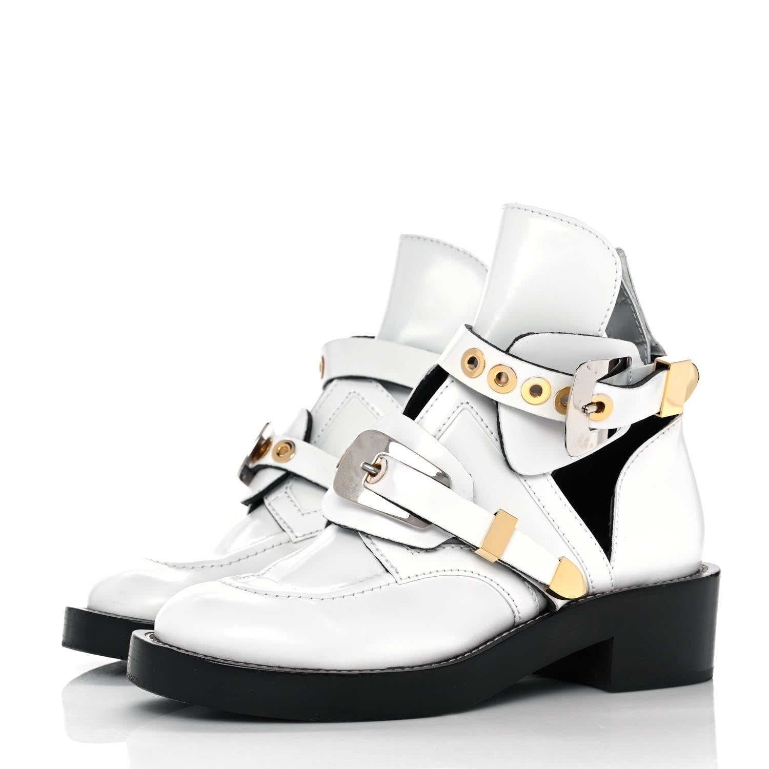 Balenciaga Brushed Calfskin Ceinture Ankle Boots 37 White 3 of 9