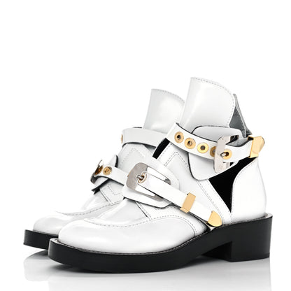 Balenciaga Brushed Calfskin Ceinture Ankle Boots 37 White 3 of 9
