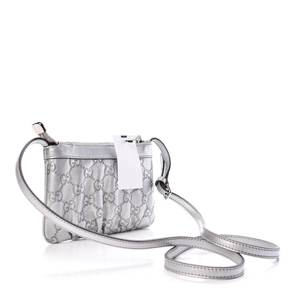 Gucci Metallic Guccissima Small Crossbody Bag Silver 3 of 10