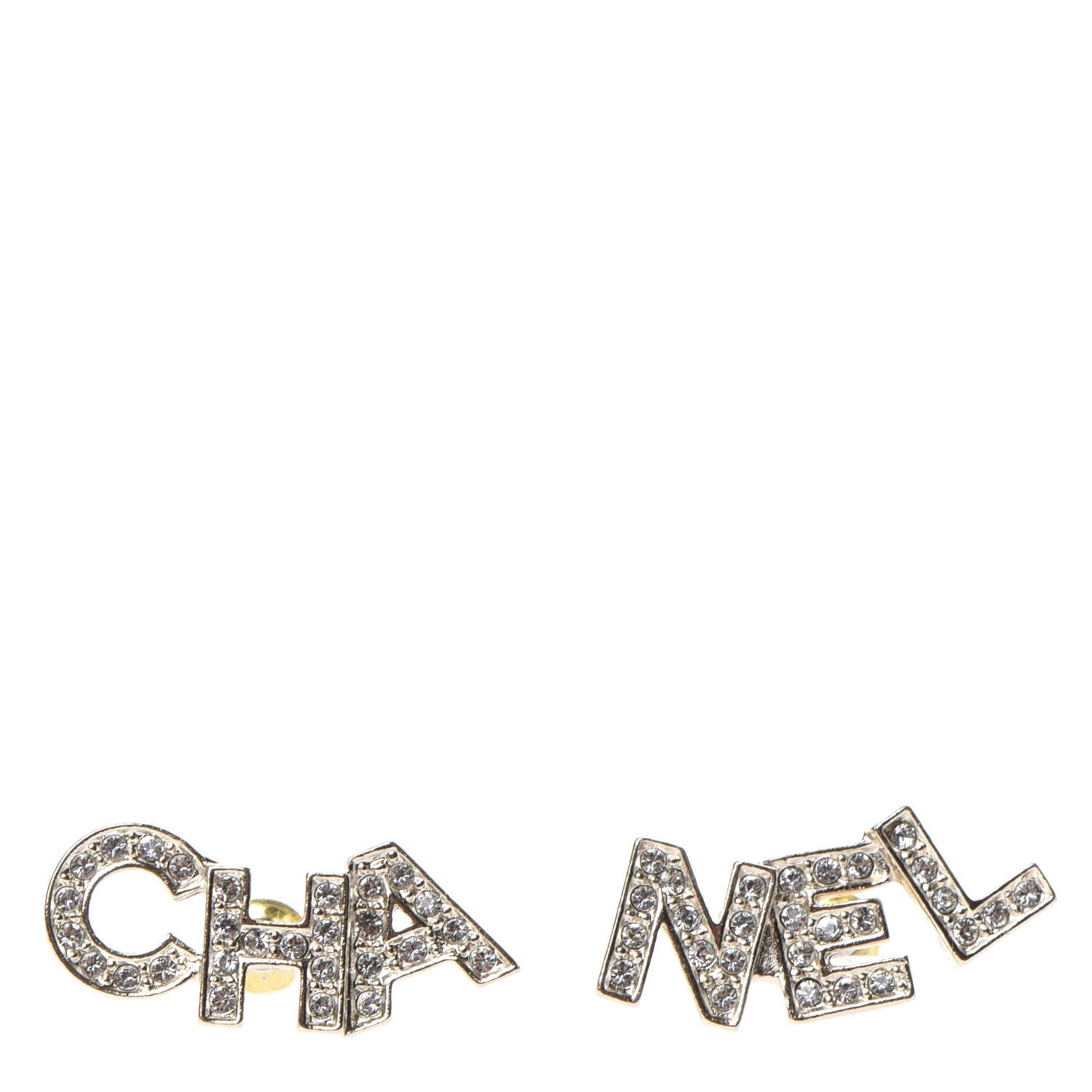 Chanel Crystal Pearl Signature Stud Earrings Gold 1 of 4