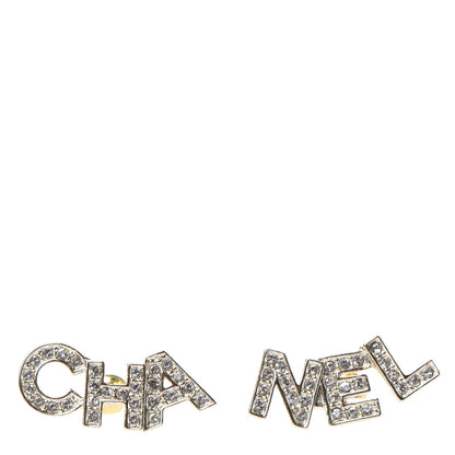 Chanel Crystal Pearl Signature Stud Earrings Gold 1 of 4