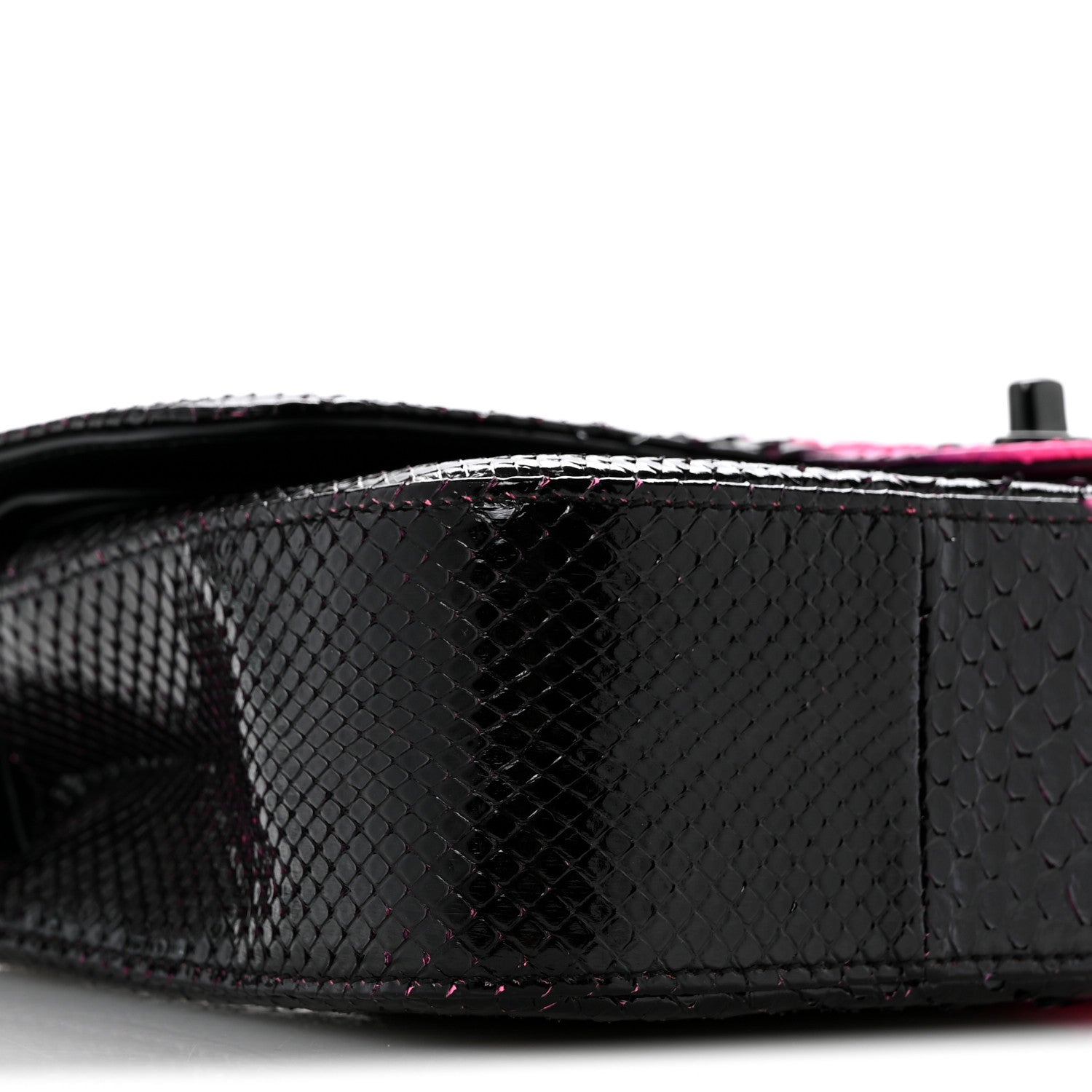 Chanel Snakeskin Medium Double Flap Black Pink 9 of 15