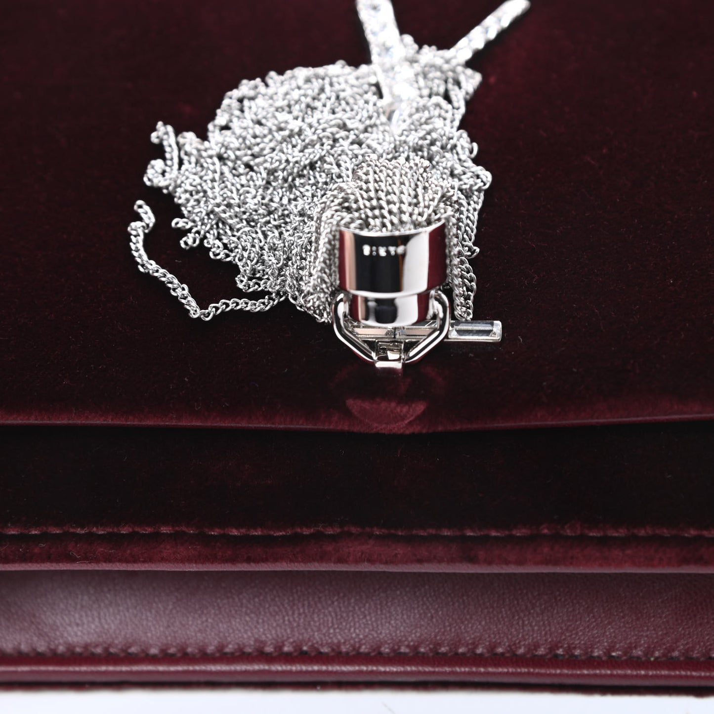 Velvet Crystal Monogram Kate Tassel Shoulder Bag Burgundy