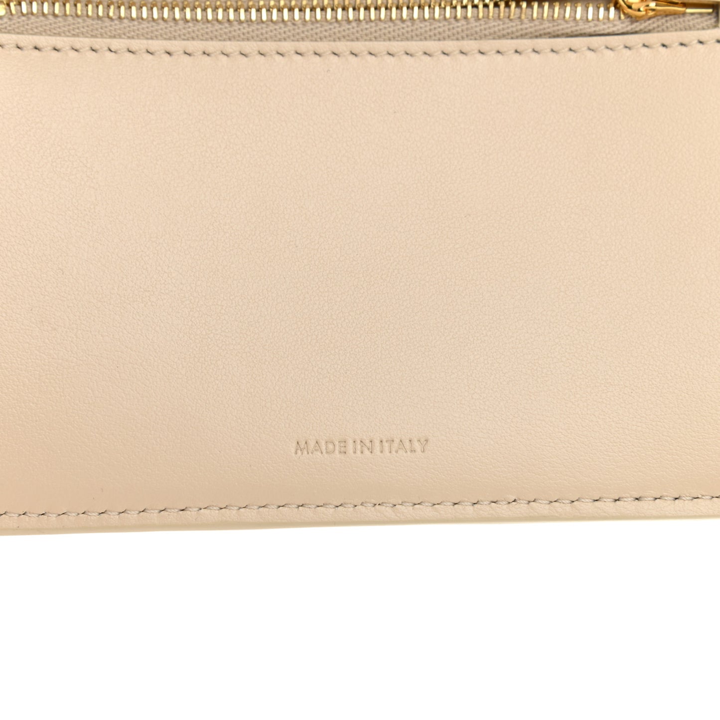 Grained Calfskin Medium Multifunction Strap Wallet Ivory Tan