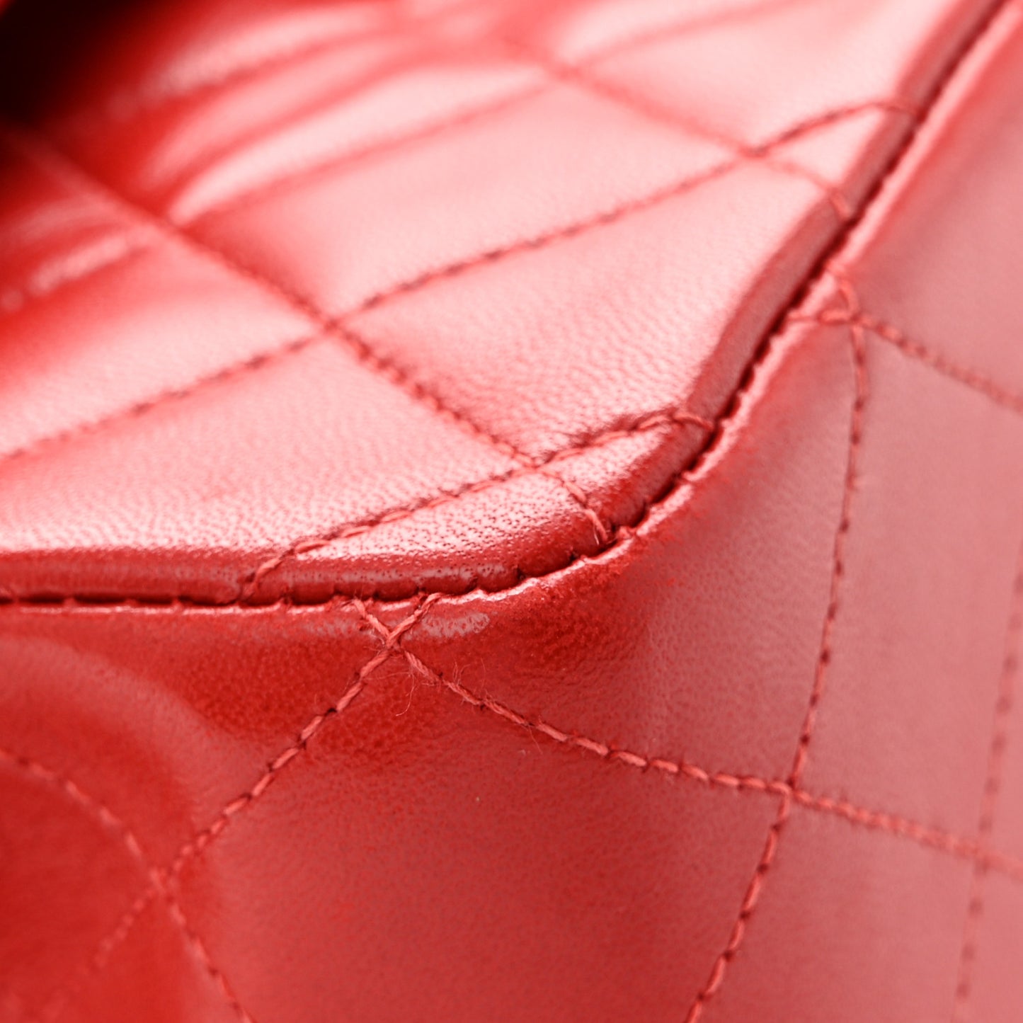 Lambskin Quilted Medium Double Flap Red