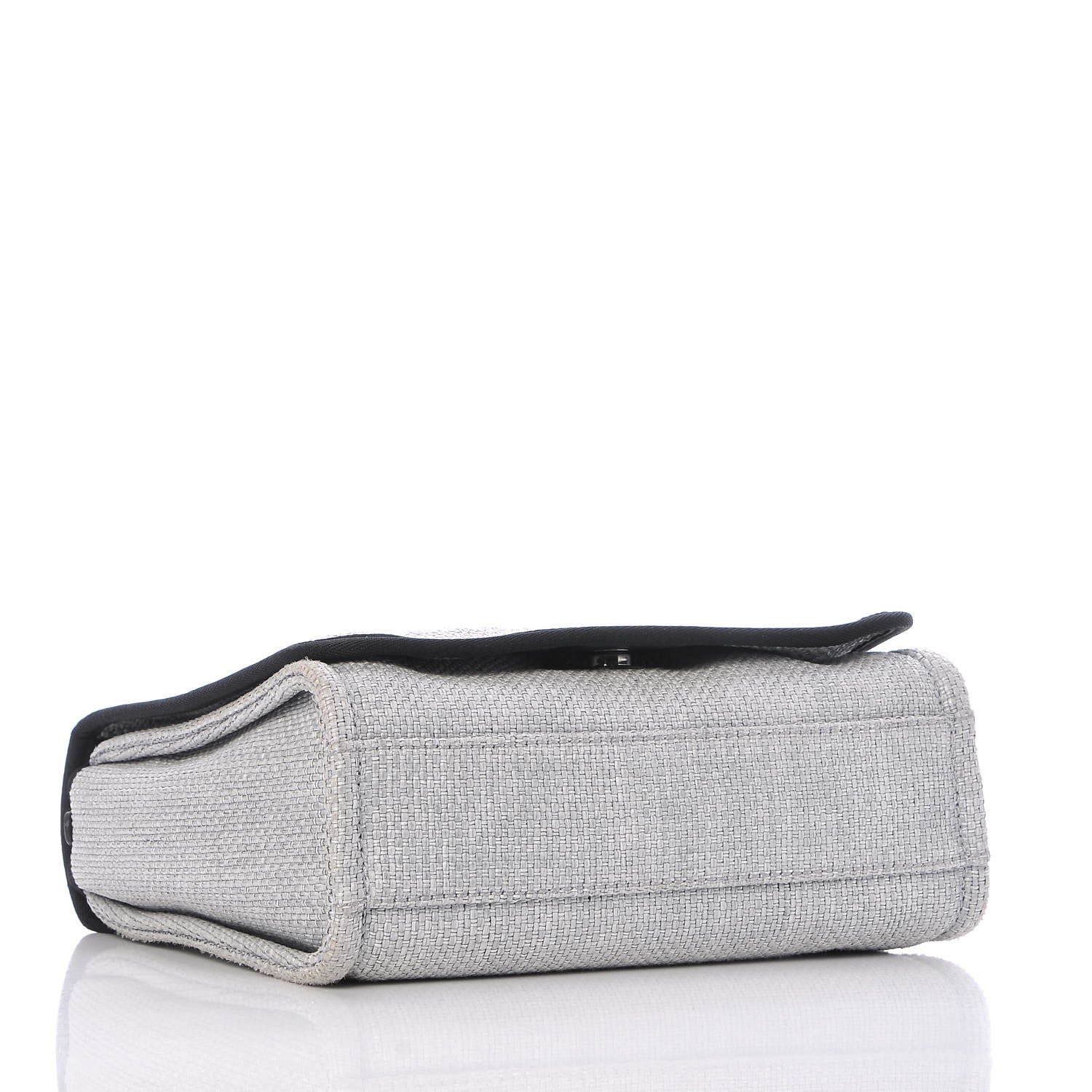 Chanel Woven Straw Raffia Small Deauville Messenger Grey 4 of 7