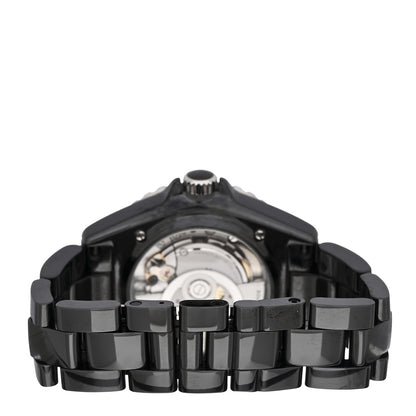 Chanel Stainless Steel Ceramic Diamond 38mm J12 Automatic Watch Black 3 of 5
