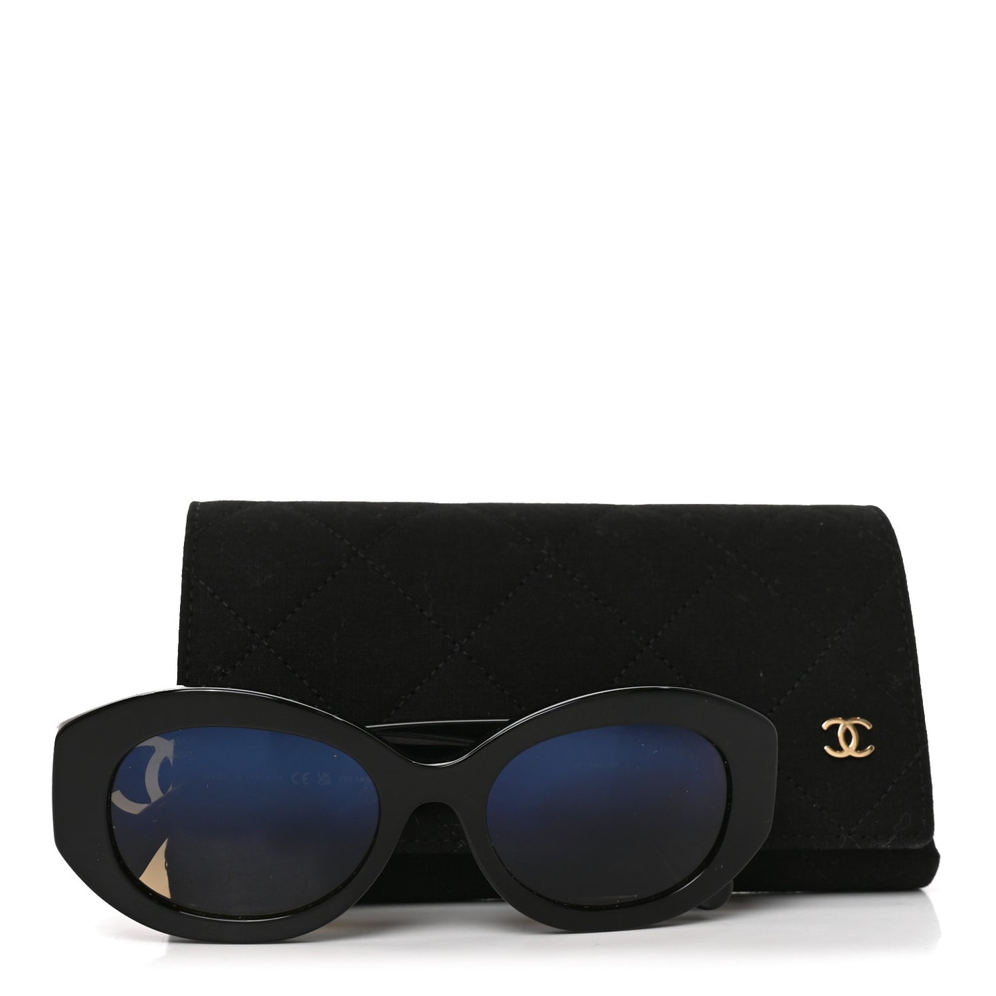 Acetate Nyon Oval CC Sunglasses 5528-A Black