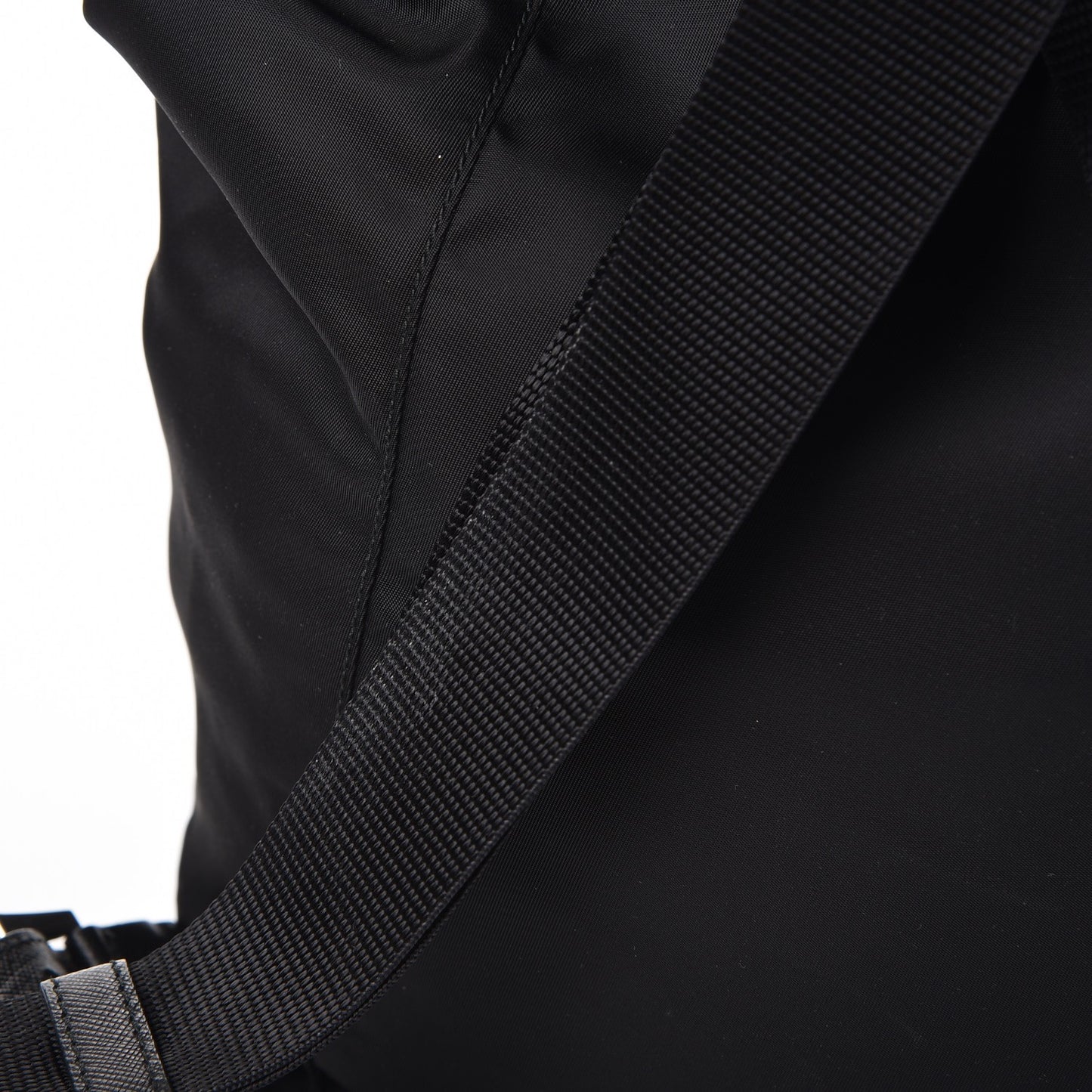 Nylon Vela Saffiano Medium Cinch Backpack Black