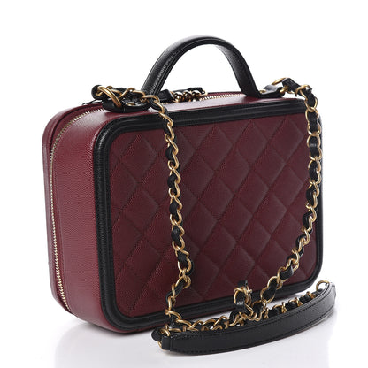 Chanel Caviar Quilted Medium CC Filigree Vanity Case Burgundy Black 4 of 11