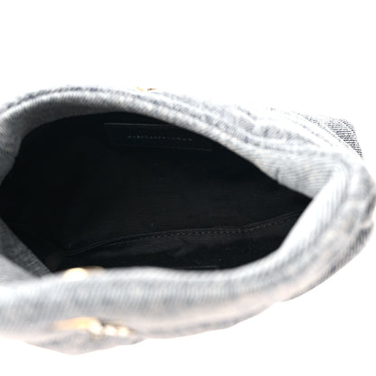 Saint Laurent Denim Quilted Monogram Loulou Puffer Pouch Clutch Blue Gray Light Azur 5 of 9