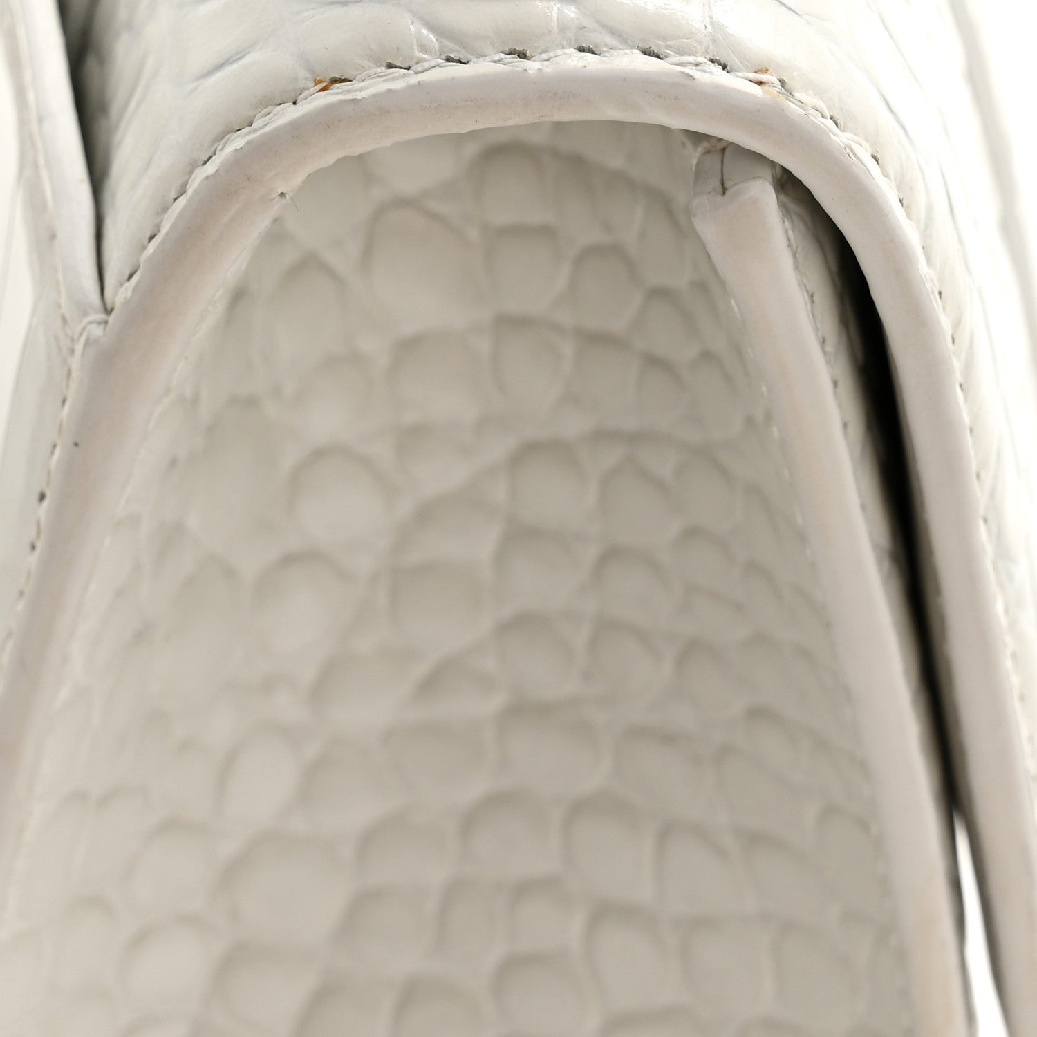 Balenciaga Shiny Calfskin Crocodile Embossed Hourglass Top Handle Bag XS White 13 of 13