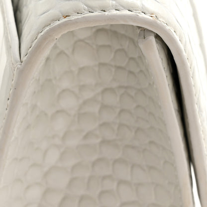 Balenciaga Shiny Calfskin Crocodile Embossed Hourglass Top Handle Bag XS White 13 of 13