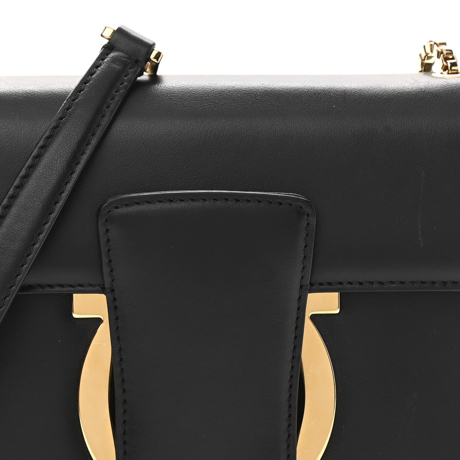 Salvatore Ferragamo Calfskin Thalia Flap Shoulder Bag Black 7 of 10