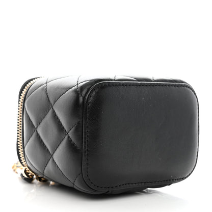 Chanel Lambskin Quilted Mini Pearl Crush Vanity Case With Chain Black 4 of 10