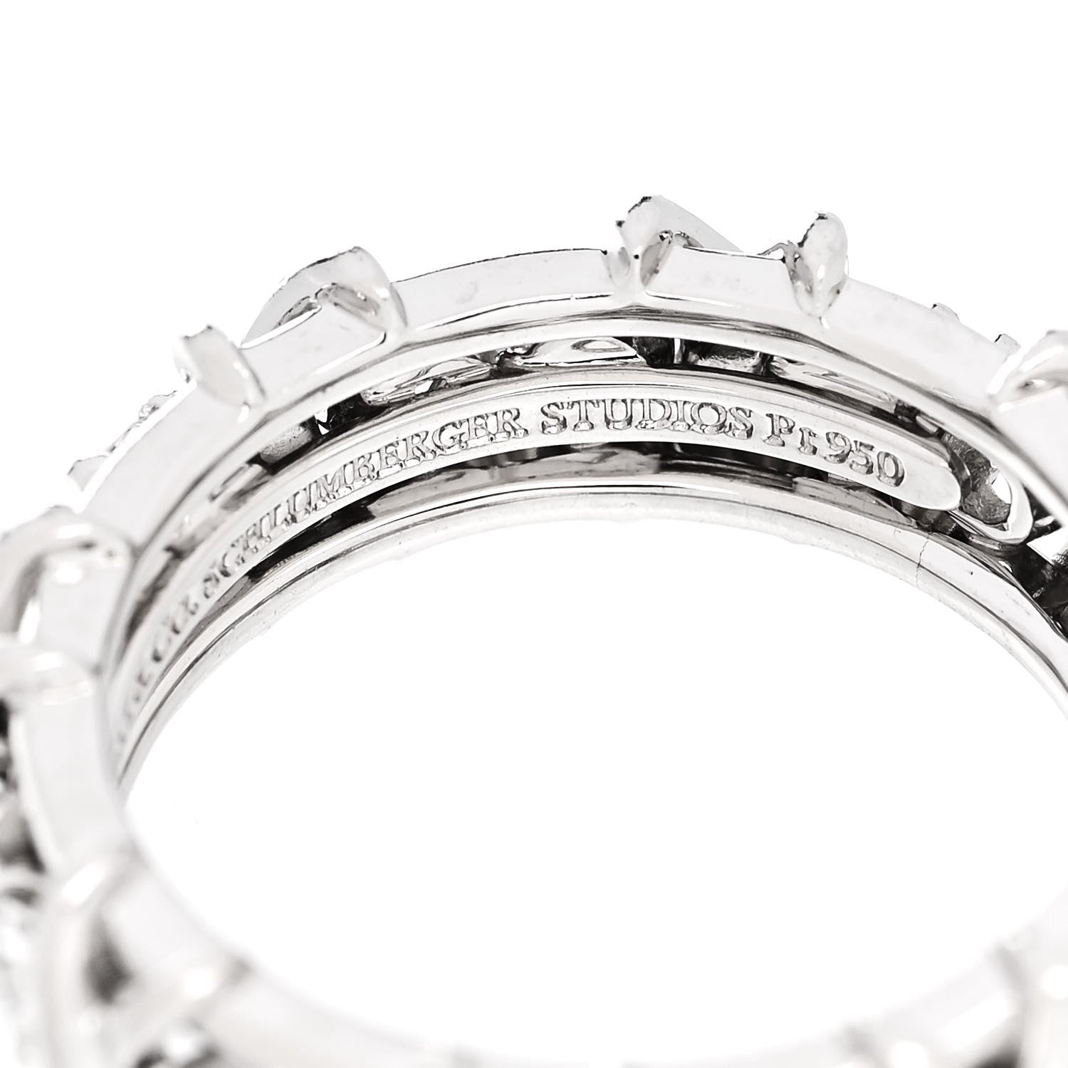 Tiffany Platinum Diamond Schlumberger Sixteen Stone Ring 52 6 52/6 5 of 6