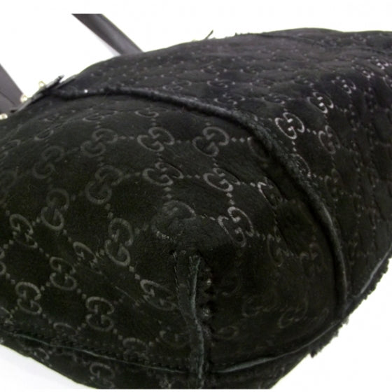 Suede Shearling Guccissima Jolicoeur Tote Black