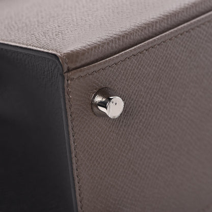 Hermes Epsom Bi Color Horseshoe Kelly Sellier 25 Etain Black 10 of 40