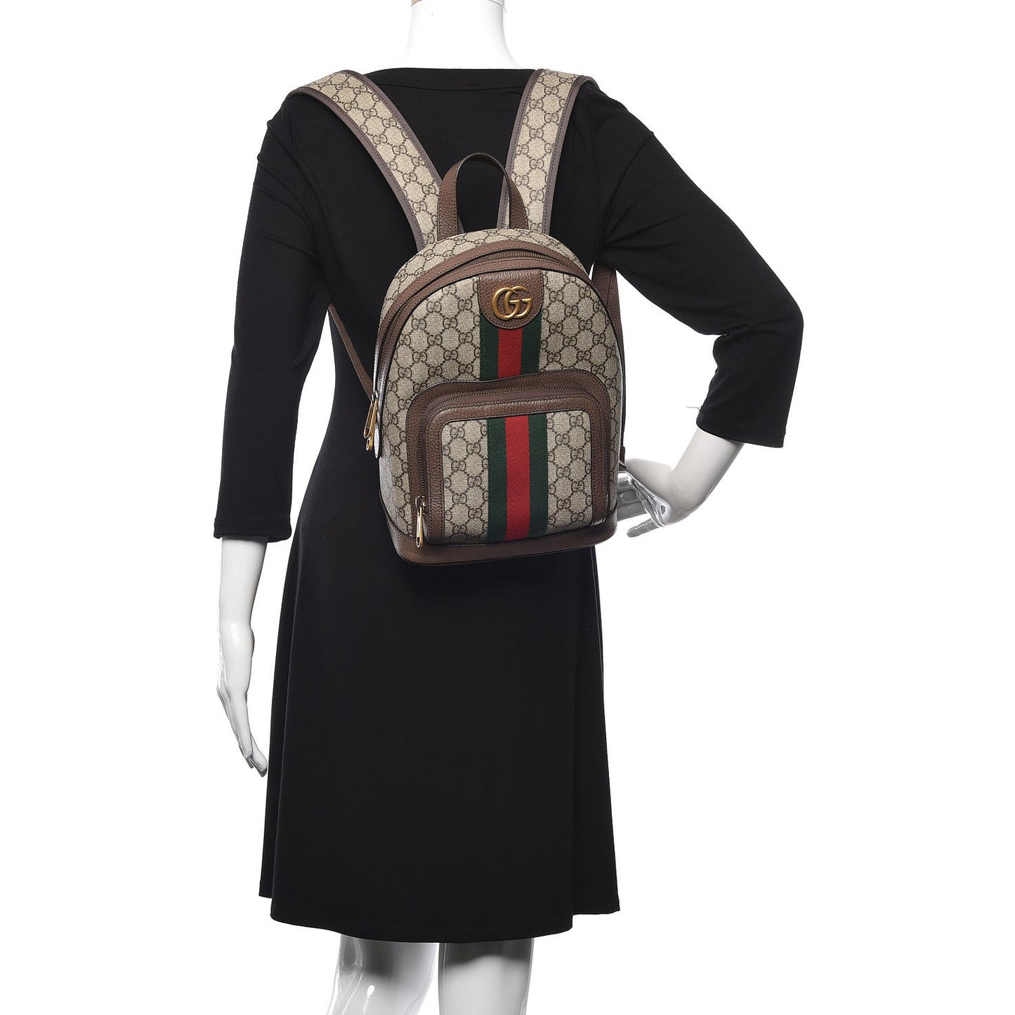 GG Supreme Monogram Calfskin Web Small Ophidia Day Backpack Beige Ebony New Acero