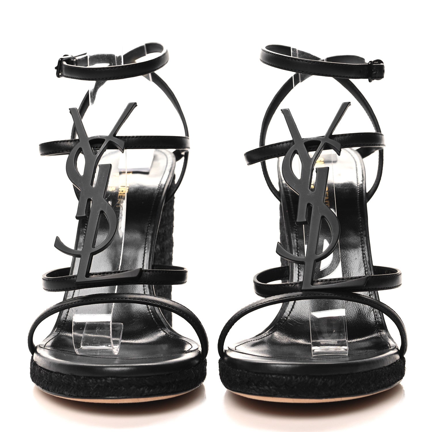 Saint Laurent Calfskin Cassandra Espadrille 105 Wedges 40.5 Black 2 of 9