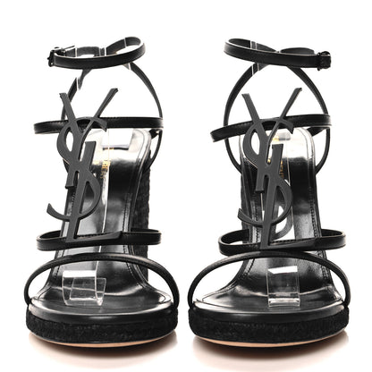 Saint Laurent Calfskin Cassandra Espadrille 105 Wedges 40.5 Black 2 of 9