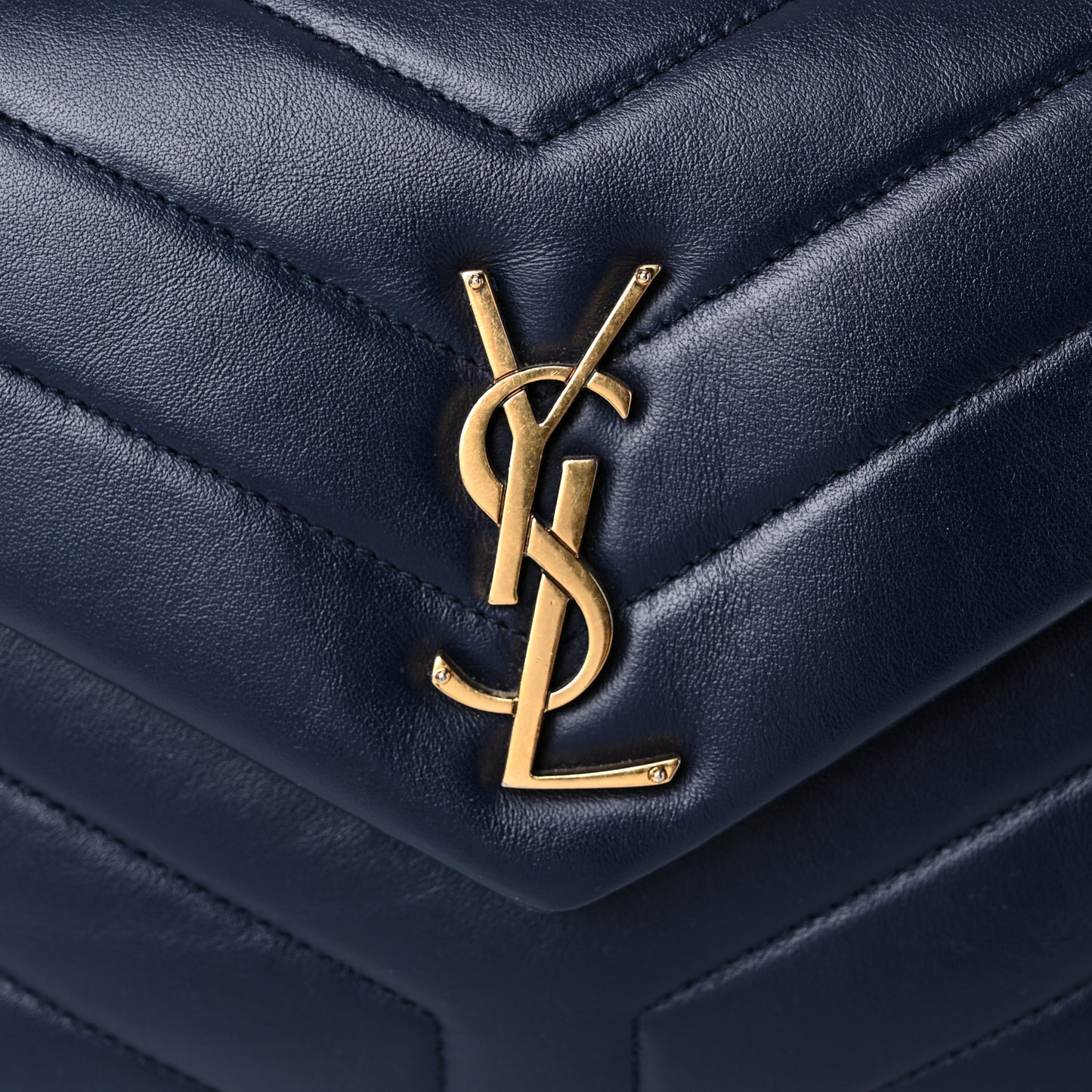 Calfskin Y Quilted Monogram Small Loulou Chain Satchel Denim Brut