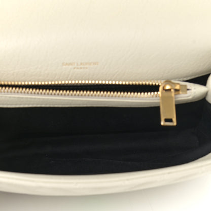 Saint Laurent Sheepskin Matelasse Chevron Monogram Medium College Bag Crema Soft 5 of 11