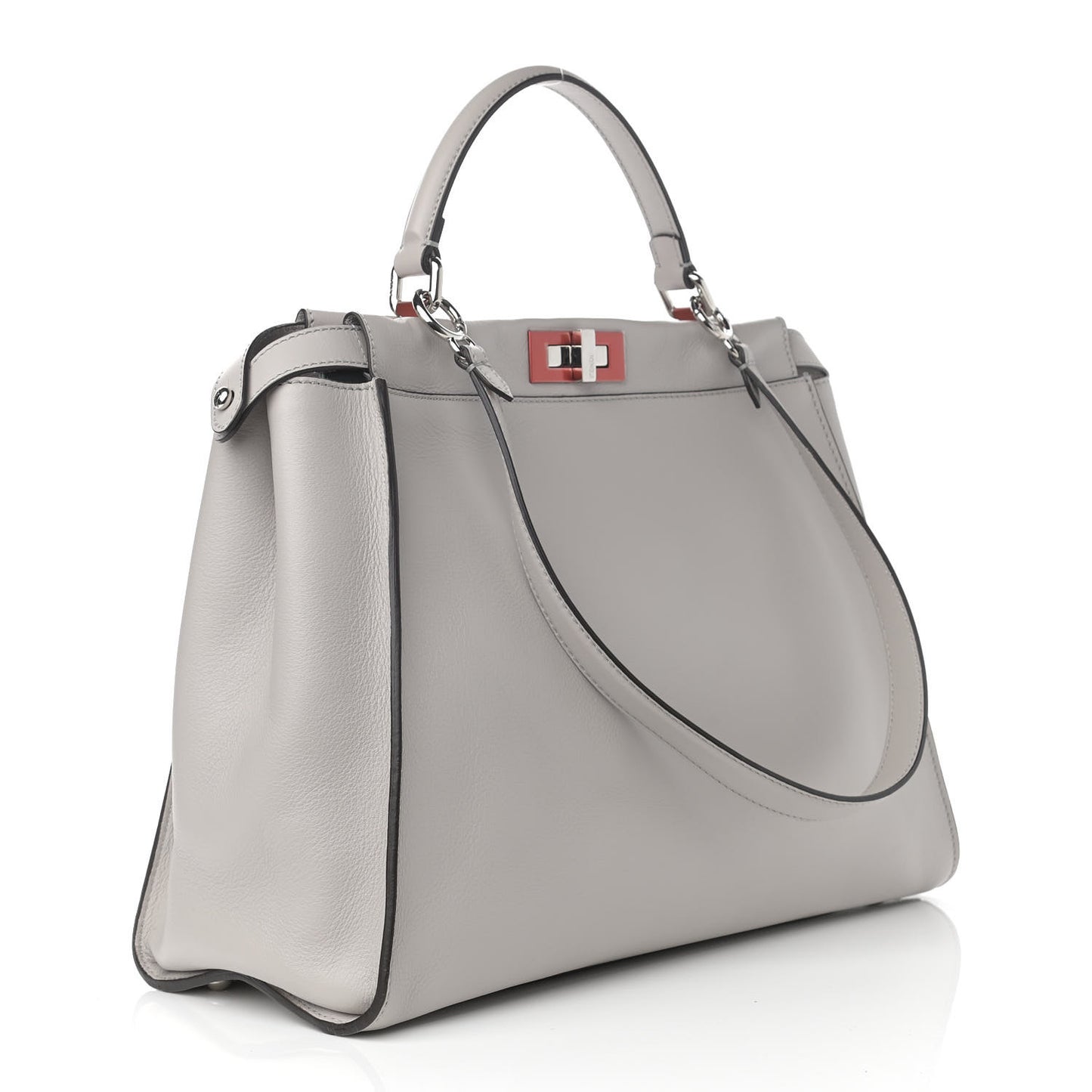 Vitello Dolce Shiny Nappa Large Peekaboo Iconic Satchel Grey