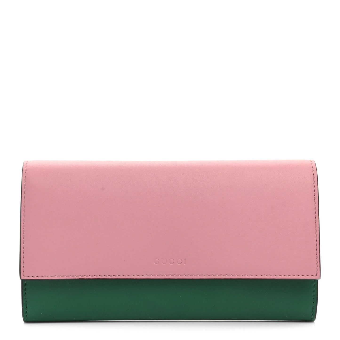 Moon Calfskin Continental Wallet Pink Green